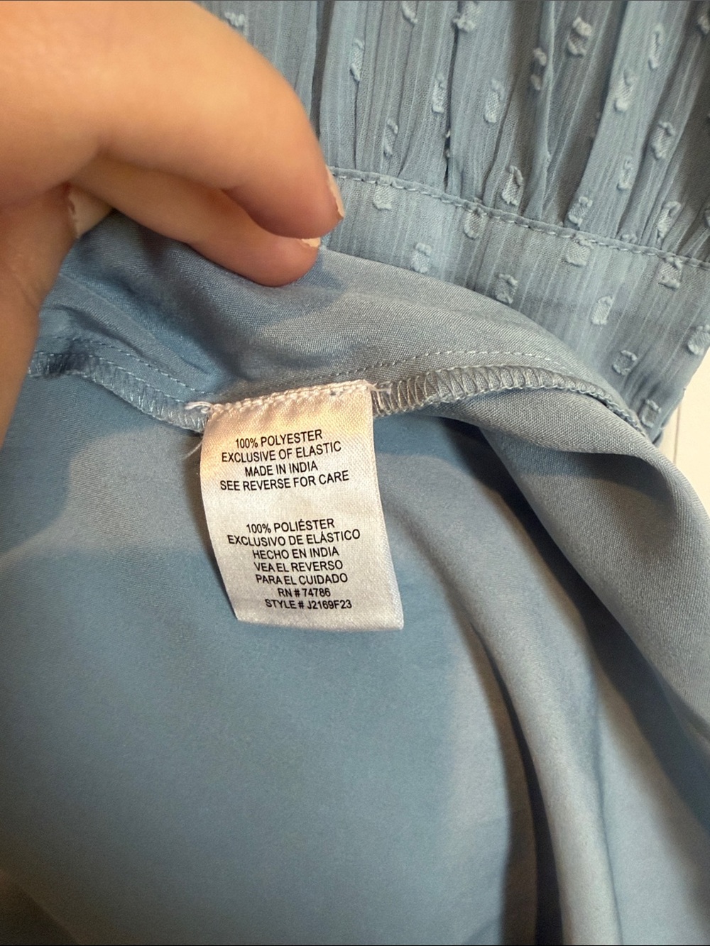 Patrons of Peace Dusty Blue Swiss Dot Maxi Dress with Tie Waist - Picture 6 of 7